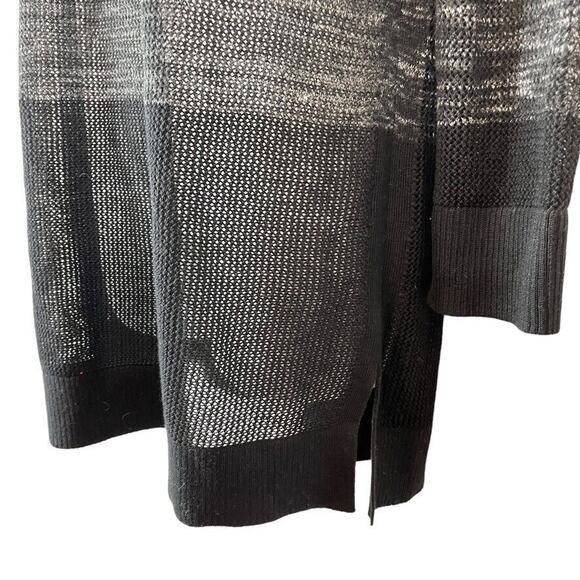 T by Talbots Womens White Black Loose Knit Long Sleeve Cotton Blend Sweater sz L - Picture 10 of 16